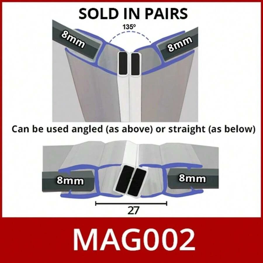 8mm X 2M Straight Or Curved Sliding Shower Door Enclosure Ic Seals - A - View 1