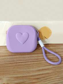 Heart-Shaped Silicone Mini Handheld Storage Bag, Multi-Functional Earphone Key Jewelry Pouch, Exquisite Daily And Birthday Gift - Multicolor - View 16