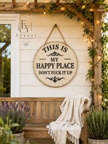 趣味個性化金屬花園裝飾牌「This Is My Happy Place」鄉村風壁掛裝飾，適用戶外庭院、酒吧、咖啡廳、農舍花園裝飾 - A - 查看 6