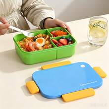 Adult Bento Lunch Box With Utensils, 3-Compartment Meal Box, Microwave , Easy To Clean, Suitable For Office Workers And Students - Multicolor - View 6