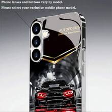 Tunnel Light And Shadow Black Coupe Gold-Rimmed Mirror Phone Case, Suitable For Daily Use During Commuting And Car Enthusiast Gatherings. Features Raised Lens Protection To Prevent Scratches, Soft Edges For Shock Absorption And Drop Protection, And A Glossy Glass Surface That Resists Fingerprints And Is Easy To Clean. Ideal For  Car Enthusiasts And Racing Fans. The High-Definition Realistic - Gambar 1 Buah - View 4
