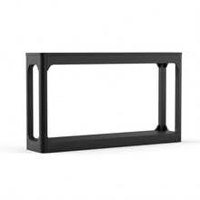 Curved Side Table, 140 Cm Long, With Storage Space. This Two-Tiered Storage Table Is Perfect For Behind The Sofa, In Entryways, Hallways, And Foyers. Black. - Black - View 9