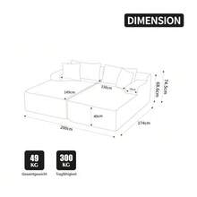 Modular Compression Sofa In Chenille Fabric, Filled With 30D High-Resilience Foam. Easy To Move And Featuring A Non-Slip Base, It Is Ideal For Living Rooms And Other Spaces. Beige - 象牙白 - 查看 3