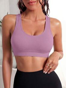 4 Pcs Women's Casual Sports Bra,  Bra With Criss-Cross Straps, Sports Vest, Comfortable And Breathable,  Suitable For Fitness, Yoga, And Running - 彩色 - 查看 3