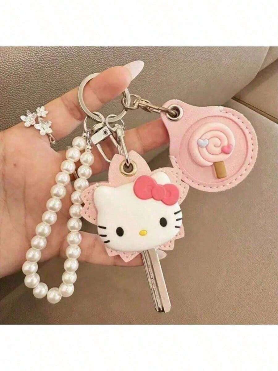1 llavero mini con tarjetero de Hello Kitty de Sanrio, ideal para Halloween, Navidad, graduación, decoración del hogar, novia, fiestas, cumpleaños de amigos y para la escuela. - Multicolor - Ver 1