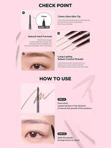 lilybyred 01 Light Brown Ultra-Fine Eyebrow Pencil, 1.5mm Ultra-Thin Tip For Defined Eyebrows, Smudge-Proof And Long-Lasting, Creates Natural Soft Eyebrow Shape, Korean Beauty, Selection, 0.08g/0.003 Oz - 01 - View 6