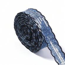Pita Denim Bergelombang Tepi 5 Yard/Gulungan - Pita Kerajinan DIY, Digunakan untuk Busur, Dekorasi Tas Hadiah Liburan dan Aksesoris Dekorasi Rumah | Pita Dekorasi Rumah | Pita Pola Bintang | Pita Poliester, Dekorasi Pita - anyaman denim - View 9