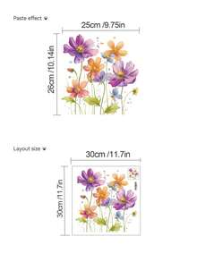 1pc Small Colorful Floral Flower Wall Decor Sticker, Removable Room Decoration Sticker For Bedroom, Living Room, Entryway - 1PC - View 6