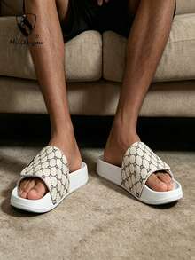Milikuyou[ Spring/Summer New Style ]Men's Sports Slippers White Retro Pattern Elegant & Comfortable Open Toe Slippers Bathroom Slippers Beach Slippers Casual Street Wear Essential Item Suitable For Beach Home Pool And Daily Wear Size: 38-48 - White - View 10