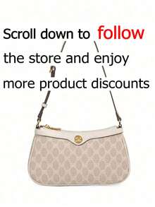 Minimalist Beige PU Leather Shoulder Bag, Spacious Interior And Adjustable Shoulder Strap, Making It An Ideal Choice For Going Out, School Or Travel, Perfectly Blending Classic Pattern With Casual Functionality. - Beige - View 2