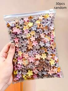 100/50/30pcs Brown Small Flower Hair Claw Clips, Durable Compact Hair Clips, Sweet Cute Hair Accessories For Girls And Kids, Suitable For Daily School, Vacation, Party - Multicolor - View 10