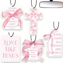 1 Piece/2 Pieces/1 Set Of Inspirational Car Air Freshener, Bible Scripture Rear-View Mirror Decoration, Car Air Freshener Five Piece Set, Everything Is Possible "Theme, Bible Pattern Car Air Freshener, Pendant Type Air Outlet Air Freshener. - Multicolor - View 12