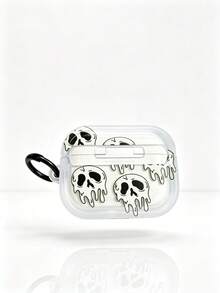 1pc Graffiti Skull Design Protective Case Compatible With Airpods Pro 3, Pro 2, 3, 4 - White - View 5