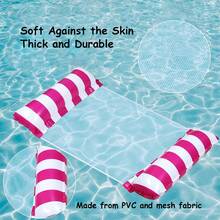 1pc Inflatable Mesh Pool Hammock - Striped Adult Lounge Chair, Suitable For Vacation, Party And Relaxation. Available In Pink, Yellow, White, Green And Blue. Outdoor Hammock, Beach And Swimming Pool Essential, Perfect For Photography - Multicolor - View 12