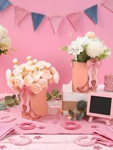 12pcs Pink Bow Denim Boots Flower Box, Wild West & Cowboy Birthday, Country Western Party Candy & Bouquet Holder Paper Box, Elegant Floral Centerpiece Decoration, Wedding Table Decor, Birthday Gift Box, Bachelorette Party Decor, Baby Shower Supplies, Gender Reveal Party Supplies, Girls Birthday DIY Party Gift Box, Bridal Shower, Baby Shower, Wedding Decor - Pink Shoes - View 4