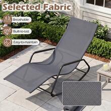 COSTWAY Outdoor Rocking Chair, Patio Lounge Chair With Curved Armrests & Back Support Bar, Breathable Fabric & Solid Metal Frame, Modern Chaise Lounge Chair For Garden, Porch, Balcony, Backyard, Grey - A - View 2