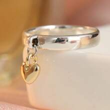 Women's Simple Two-Tone Love Pendant Ring, Suitable For Daily Commute, Workplace Dating, Gentle Atmosphere, Ring - Two-color - View 4