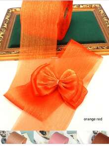 4cm Goddess Day/Mother's Day/Valentine's Day Pleated Satin Ribbon, High-End Elastic Ruffle Bubble Pleated Woven Ribbon, Suitable For Cake Birthday Gift Box Packaging, Gift Wrapping, Cake Packaging DIY Bows, Bouquet Gift Cake Binding - View 3