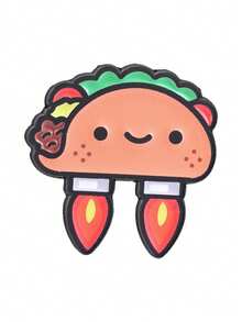 Rocket Flying Taco Enamel Pin, Cute Cartoon Mexican Food Brooch - Multicolor - View 10