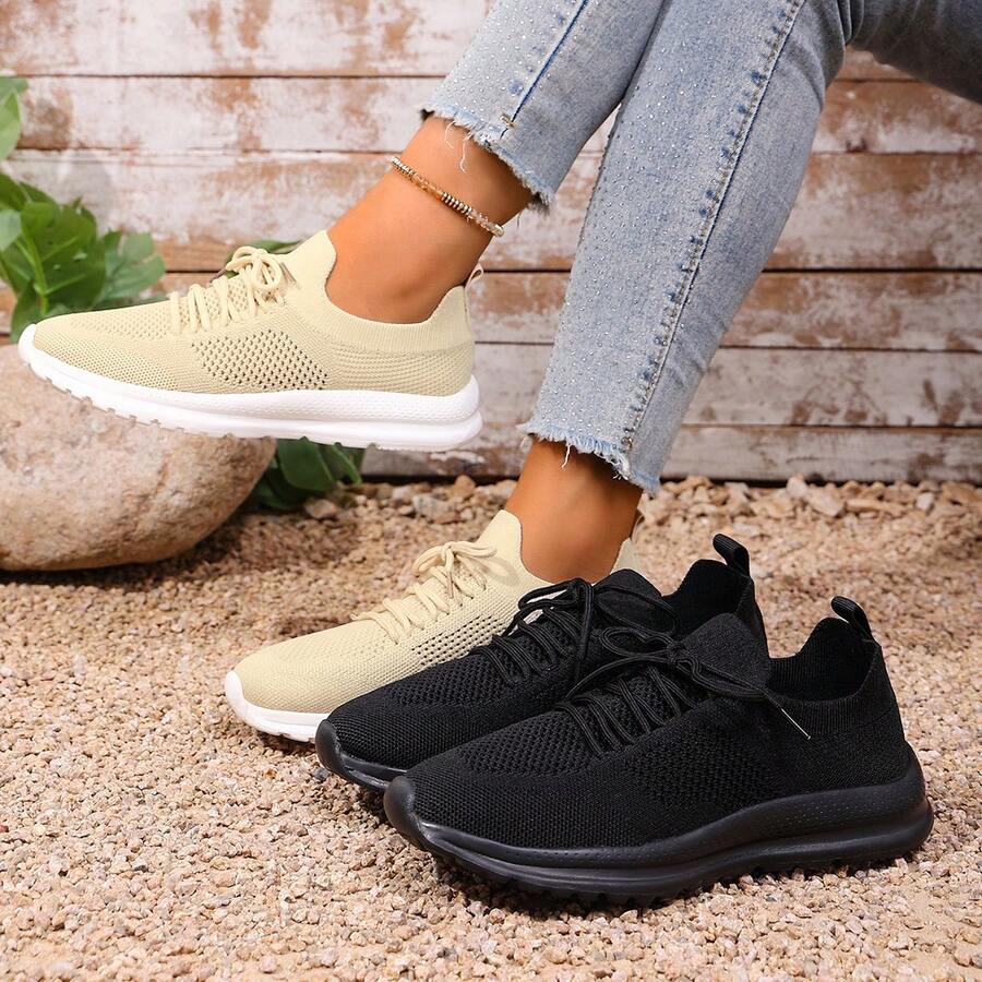 女款秋季極簡百搭休閒鞋，軟底輕量跑鞋，透氣運動鞋，適合日常行走、通勤、輕量運動