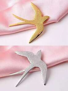 Vintage Embossed Swallow Brooch, Luxury Suit Pin, Unisex Clothing, Bag, Hat Decoration Gift - Swallow - View 4