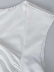 Women's White Sexy Chic Asymmetrical One Shoulder Ruched Side Bodycon Mini Dress Summer Dressy Casual For Night Out Date Dinner Party Hangout - White - View 9