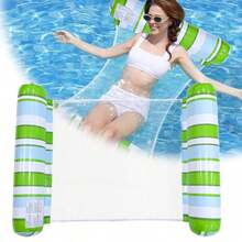 Gradient Stripe 2-Tube Inflatable Water Hammock Float, Portable Pool Floating Lounge Chair For Beach Swimming Pool - Green - View 6