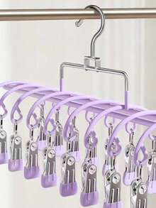 1PC Double-Layer Clip Hanger For Home Use; Suitable For Drying Items Like Underwear, Socks, And Towels; Functions As A Space-Saving, Multifunctional Drying Rack And Wardrobe Organizer Accessory; Ideal For Homes, Bedrooms, And Balconies. - Multicolor - View 11