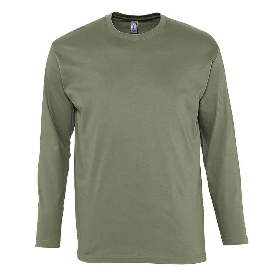 SOLS Mens Monarch Long Sleeve Plain Colour T-Shirt - Khaki - View 1