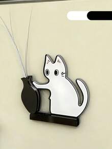 1pc Cat Whisker Hair Collector (Self-Assembly Required), Black Cat Vase Fridge Magnet, Acrylic Cat Push Bottle Magnetic Fridge Magnet, Cat Souvenir, Vase Can Hold Fresh Flowers, Multifunctional, Fun And Interesting Small Gift For Friends. - one-size - View 6