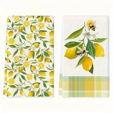 1/2/100pcs Luxury Kitchen Towels, Lemon & Bee Pattern Design, Multiple Sizes Available, Machine Washable, Heat Resistant, Highly Absorbent And Easy To Clean, Suitable For Party Decor, Coffee Table And Home Decoration - Multicolor - View 15