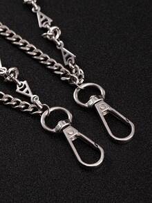 1pc Fashion Hip Hop Punk European & American Heavy Metal Style Stainless Steel A-Shaped Double Layer Chain Men's Pants Chain, Suitable For Daily Wear, Banquet Party, Nightclub, Various Occasions Decoration - Silver - View 6