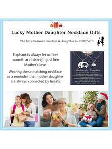 suteyi Ensemble de colliers Mère & Fille Éléphant, pendentif éléphant mère & bébé en acier inoxydable creux, convient comme cadeau de rentrée scolaire ou d'anniversaire - Argent - Voir 5