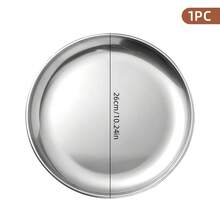 Set Piring Makan Stainless Steel Tahan Lama 1/5/10 Buah, Piring Logam Anti Pecah yang Dapat Digunakan Kembali, Piring Saji yang Dapat Ditumpuk untuk Santapan Sehari-hari, BBQ, dan Aktivitas Luar Ruangan - Perak - View 17
