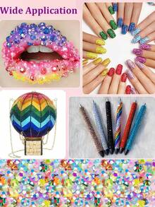 2Box Resin Rhinestones Kit Multi-Color Mixed Size Round Crystal Nail Gems With Wax Picker Pen, Tweezers, Rhinestone Tray Tools For Nail Art, Tumblers, Clothing, Scrapbooking & DIY Crafts - Multicolor - View 5