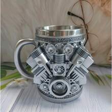 V8 V6 Motor Edelstahlbecher für Autofans – Vatertag/Valentinstag/Weihnachten, Handwäsche, Cooles Paargeschenk - Silber - Übersicht 3