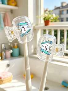Cartoon Toothbrush Holder - Cute Design For Travel And Home Storage With Transparent Lid, Compact And Portable Design Easy To Carry, Protects Toothbrush Head, Dual Drainage And Ventilation Function, Suitable For Home, Dorm And Travel Use | Cute Toothbrush Head Storage Box Suitable For Bathroom Storage, Suitable For Home And Dorm Use - Multicolor - View 4