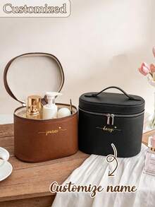Personalized Initial Letter Makeup Bag Bridesmaid Gift Makeup Bag Leather Makeup Bag Cosmetic Box Jewelry Box Wedding Gift For Her - Multicolor - View 5