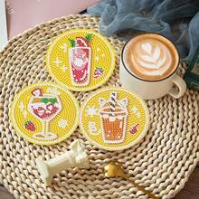 8pcs/Set Diamond Painting Coaster Set With Cup Pattern Coasters (With Stand) - DIY Diamond Art Craft Kit For Home Decor, Beginner Diamond Kit Craft Supplies, Faux Diamond Art Craft Supplies Gift - Cup Pattern - View 5
