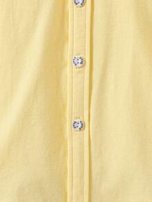 Cardigan de punto con cuello estilo preppy para niños - Amarillo - Ver 5