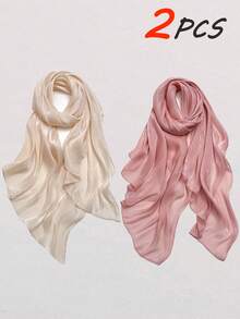 FADZOYLE 1 pièce Écharpe de couleur unie, texture satinée lisse et brillante, froissée, châle, enveloppe, hijab long et doux, peut être utilisé comme foulard/bandeau/couvre-plage d'été/sarong/accessoire pour cheveux, convient pour les occasions quotidiennes, les voyages, les mariages, les fêtes, les mariées, les vacances, la prière et le pèlerinage - foulard - Voir 23