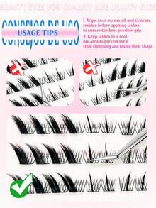 ELYCO 120 Clusters Slanted Fox-Eye Style False Eyelashes, Natural Slanted Wispy Design, Reusable Mixed Length DIY Segmented Eyelash Extensions For Easier Application, Suitable For Daily, Party And Evening Wear - J - View 4