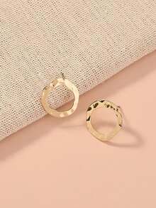 1 Pair European Minimalist Fashion Wavy Round Iron Stud Earrings For Women - Yellow Gold - View 3