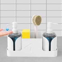 1pc Kitchen Countertop Lotion Dispenser Bottle Sponge Storage Box Bathroom Sink Organizer 3-In-1 Set - A - View 8