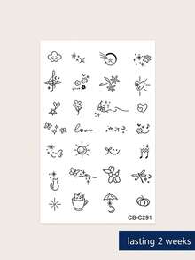 Herbal Juice Semi-Permanent Tattoo Sticker, Fresh Delicate Small Design, 1-2 Weeks Non-Fading Non-Reflective, Suitable For Wrist, Ankle, Shoulder, Neck, Collarbone, Waterproof Realistic Temporary Tattoo Sticker, 1pc/Pack - Blue - View 9