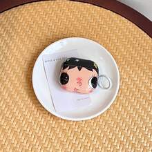 Minimalist Japanese Korean European American Floral Big Face Small Jade Earphone Case With Hanging Ring, Compatible With Apple Pro 3 Case/ Pro 2 Case/ Pro Case/ 4 Case/ 3 Case/ 2 Case/Fashionable Women's Earphone Case/Minimalist Earphone Case/Apple Earphone Case/Apple Earphone Cover - Black - View 8
