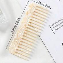 1pc Portable Wide Tooth Detangling Comb In Acetate Material, White And Beige ,Comb Hair ,Hair Styling Tools Hair Accessories - Beige - View 4