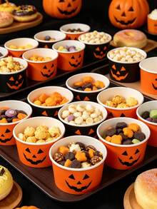 10 piezas de cuencos de papel desechables de Halloween, cajas de aperitivos con patrón de calabaza y fantasma de Halloween, cajas de dulces para trucos o , cajas de comida de papel, cajas de palomitas, cuencos de aperitivos, vajilla desechable para fiestas de Halloween, decoraciones de Halloween, decoración de mesa para fiestas de Halloween, decoración de casa embrujada, regalos de fiesta, decoración de vacaciones de invierno, suministros de cocina de Halloween aterradores, decoraciones navideñas - Calabaza de Halloween - Ver 4