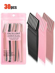 30/24/12/6/3/1pc. Eyebrow Trimmer And Razor, Exfoliating Hair Removal Tool, Body Hair Removal Trimmer And Facial & With Long Handle Safety Blade, Stainless Steel Eyebrow Trimming Tool With Precision Protective Cover, Suitable For Travel Use Razor, Can Be Used For Eyebrow Trimming And Shaving - Multicolor - View 11