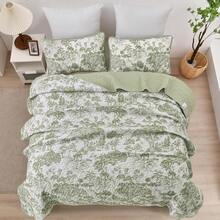 Draelibor 3 Pieces Botanical Leaves Flower Quilt Set,Twin Full Queen King Size Boho Floral Branches Soft Microfiber Coverlet Set For All Season,For Mother's Day/Wedding/Christmas/Halloween Gifts,Home Room Bedroom Bed Decor(1 Bedspread, 2 Pillowcases) - Blue - View 21